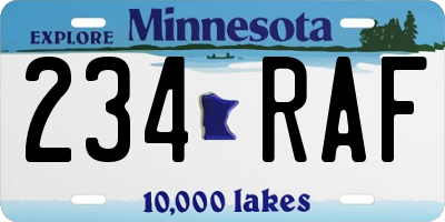 MN license plate 234RAF