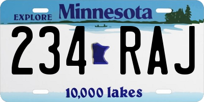 MN license plate 234RAJ