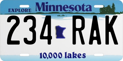 MN license plate 234RAK
