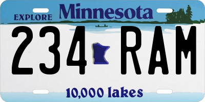 MN license plate 234RAM