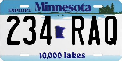 MN license plate 234RAQ