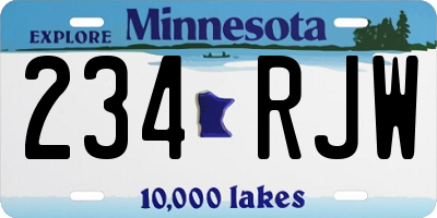 MN license plate 234RJW