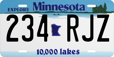 MN license plate 234RJZ