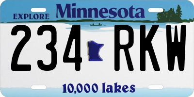 MN license plate 234RKW