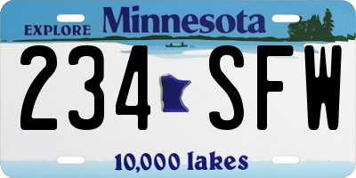 MN license plate 234SFW