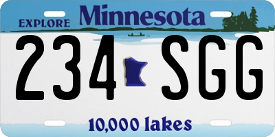 MN license plate 234SGG