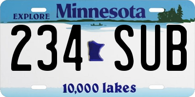 MN license plate 234SUB