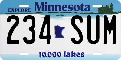 MN license plate 234SUM