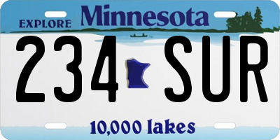 MN license plate 234SUR