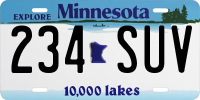 MN license plate 234SUV