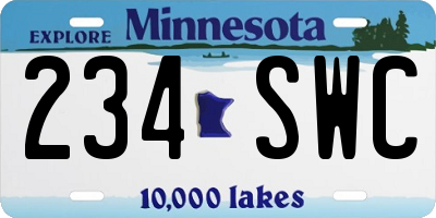 MN license plate 234SWC