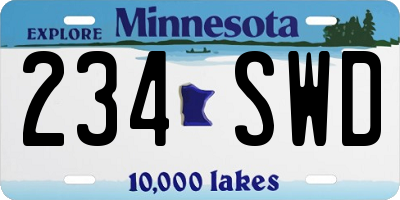 MN license plate 234SWD