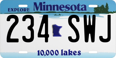 MN license plate 234SWJ
