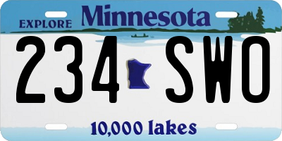 MN license plate 234SWO