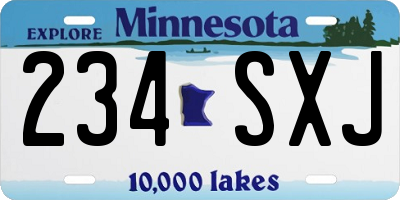 MN license plate 234SXJ