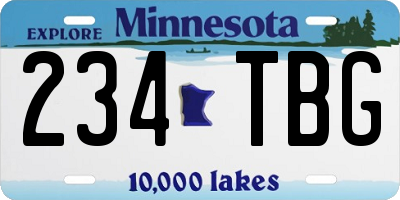 MN license plate 234TBG