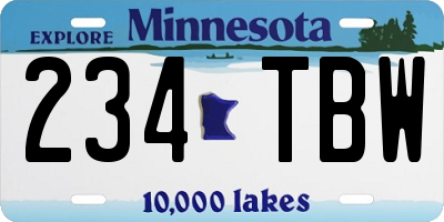 MN license plate 234TBW