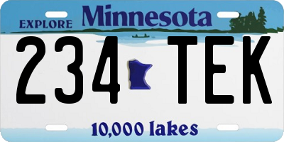 MN license plate 234TEK