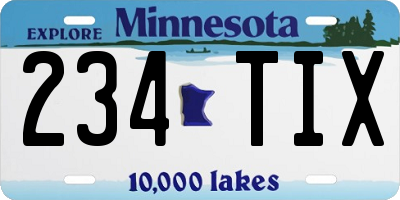 MN license plate 234TIX