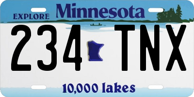 MN license plate 234TNX