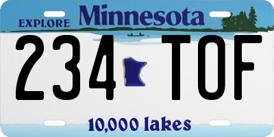 MN license plate 234TOF