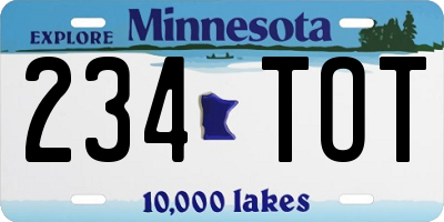MN license plate 234TOT