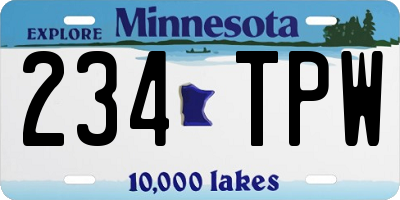 MN license plate 234TPW