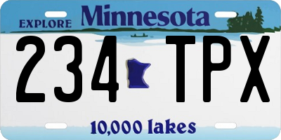 MN license plate 234TPX