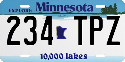 MN license plate 234TPZ