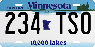 MN license plate 234TSO