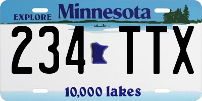 MN license plate 234TTX