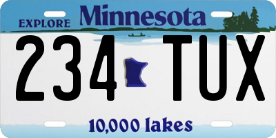 MN license plate 234TUX