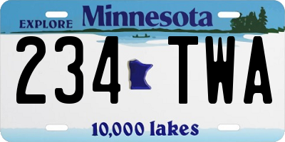 MN license plate 234TWA