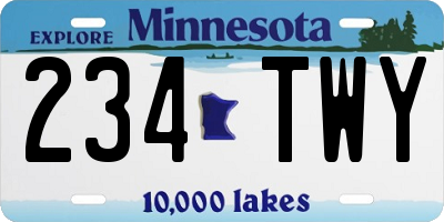 MN license plate 234TWY