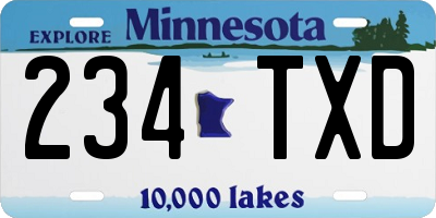 MN license plate 234TXD