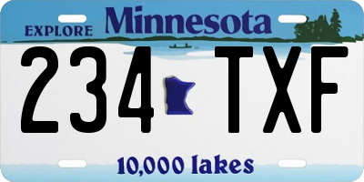 MN license plate 234TXF