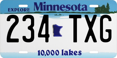 MN license plate 234TXG
