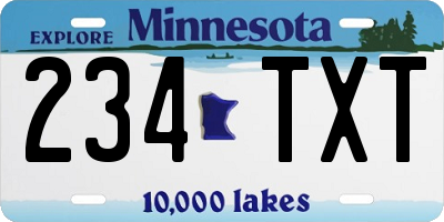 MN license plate 234TXT