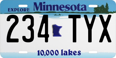 MN license plate 234TYX
