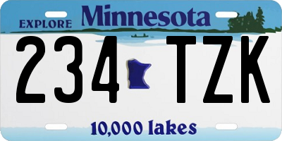 MN license plate 234TZK
