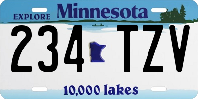 MN license plate 234TZV