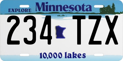 MN license plate 234TZX