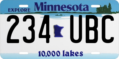 MN license plate 234UBC