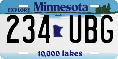 MN license plate 234UBG