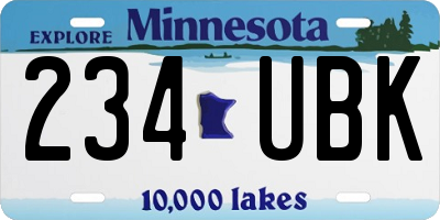 MN license plate 234UBK