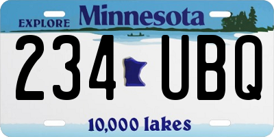 MN license plate 234UBQ