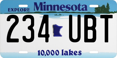 MN license plate 234UBT