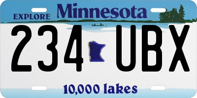 MN license plate 234UBX