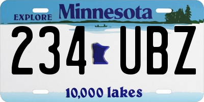 MN license plate 234UBZ