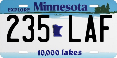 MN license plate 235LAF